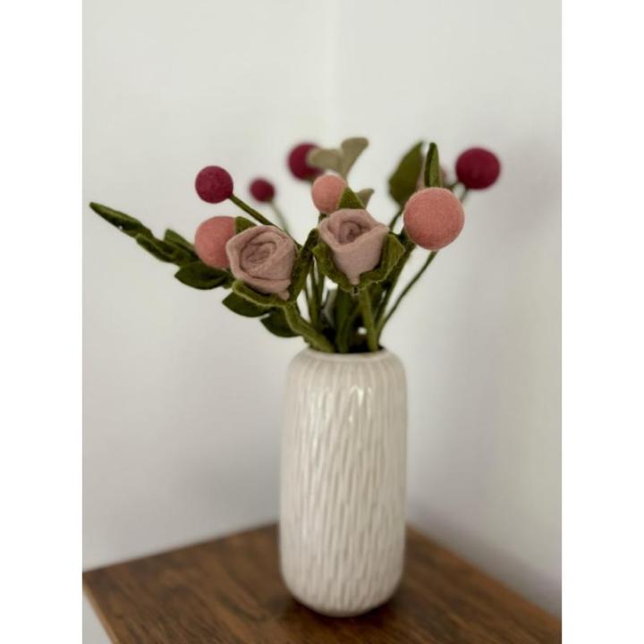 - Vilten bloemen boeket bloemen van vilt - boeket - Fair Trade - handgemaakt (rozenrood)