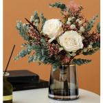 Kunstblumen Künstliche Blumensträuße für den Innenbereich – Simulationsblumen aus Seide in Einer Glasvase für Tisch- und Wohnzimmerdekoration, künstliche Pflanzen für jede