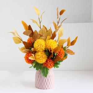 Simulierte Blumen for Wohnzimmerdekorationen, Blumendekorationen for Esstische Und Geschäfte, Blumendekorationen for Zuhause, Mit Vasen-Set(Oranje)