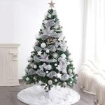 Weihnachtsbaum, Künstlicher Weihnachtsbaum mit Metallständer, Christbaum Weihnachtsbaum aus Fichte, Tannenbaum Künstlich mit Lichtern und Ornamenten im Set(8FT)