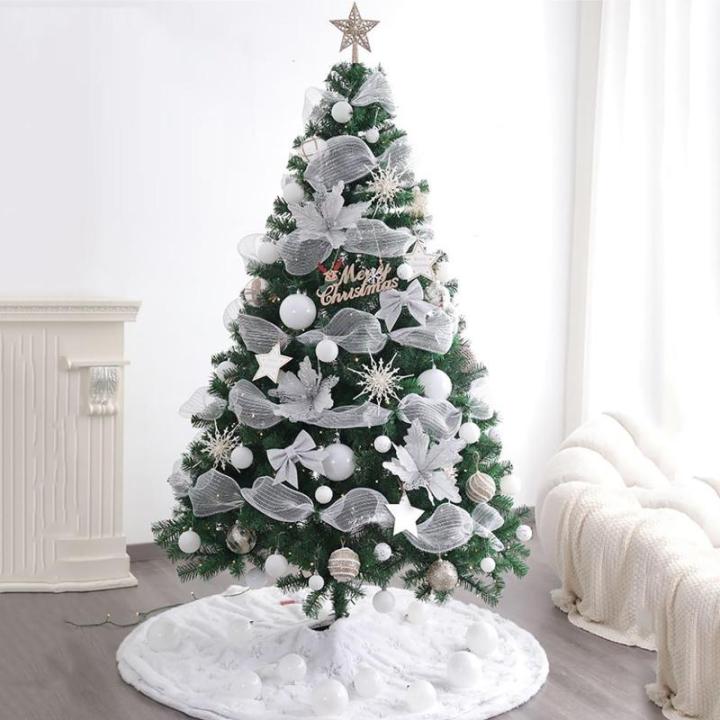 Weihnachtsbaum, Künstlicher Weihnachtsbaum mit Metallständer, Christbaum Weihnachtsbaum aus Fichte, Tannenbaum Künstlich mit Lichtern und Ornamenten im Set(8FT)