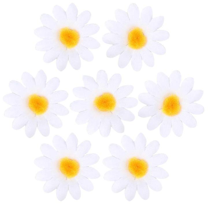 100 stuks gerbera-hoofden, kunstmatige madeliefjes, , decoratieve zijden plant voor huis, tuin, kantoor, decoratie, feest, bruiloft, boeket, wit