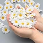 100 stuks Gerbera-, zijden bloemblaadjes, Gerbera-bloemblaadjes, witte madeliefjes, voor bruiloft, feest, knutselen, slingers, confetti voor scrapbooking