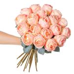 10 stuks kunstrozen, gepoederd, 50 cm in hoog, enkele roos, lange steel, namaakbloem, zijden bloesem, roos, realistische bloem voor tafel, kantoor, feest, bruiloft, woondecoratie (