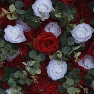 Roter Und Weißer Farbverlauf Stoffhintergrund 5D Hochzeitsblumenwand, Künstliche Rosenwand Hintergrundwand Für Fotohintergrund Home Party Hochzeitskulisse(1.2 * 2.4m/3.9 * 7.8ft