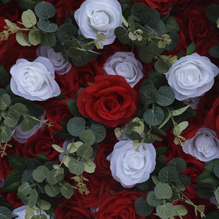 Roter Und Weißer Farbverlauf Stoffhintergrund 5D Hochzeitsblumenwand, Künstliche Rosenwand Hintergrundwand Für Fotohintergrund Home Party Hochzeitskulisse(1.2 * 2.4m/3.9 * 7.8ft