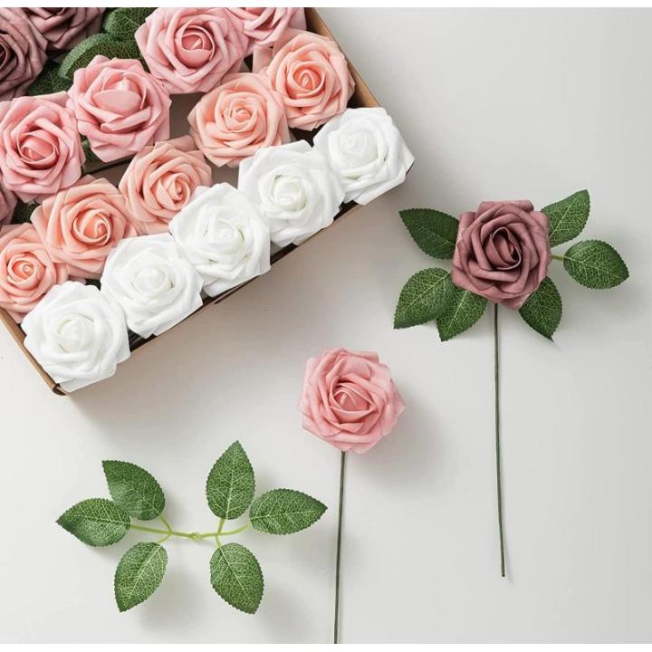 25 stuks echt uitziende nep roos hoofd, nepbloemen Realfor DIY bruiloft boeketten Centerpieces arrangementen Party Home Decoraties, Freecombination1