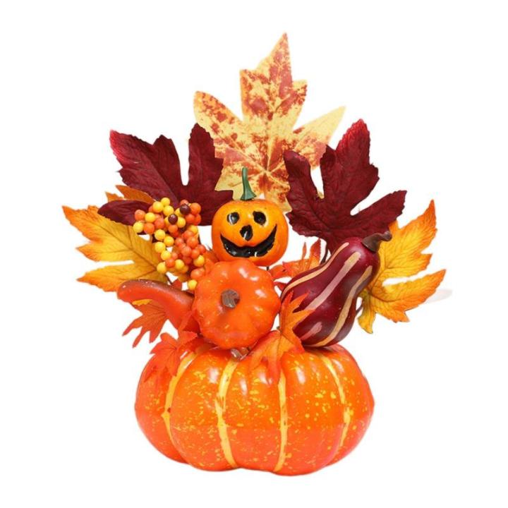 Halloween-Kürbisse, Ahornblätter, Ornament, Herbsternte, Dekor, neuartiges dekoratives Handwerk, Esstisch-Mittelstück für Geschäft und Büro, Style G