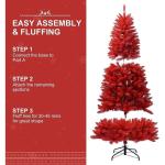 1,8 m roter PVC Künstlicher Weihnachts-Bleistiftbaum, mit 804 Zweigspitzen und Metallklappbarem Ständer, geeignet für Zimmer, Büro, Partydekoration…
