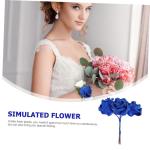 50 Stück Rosenkopf Seidenblumenarrangements sechseckige Artificial sztuczne kwiaty künstliche Blumen realistisches blumenstraußdekor Hochzeit Blumendekor Sport Blue