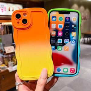 Miagon Gradient esthetische golfhoes voor iPhone XS Max, schattige golven, telefoonhoes voor dames en meisjes, krullend frame, design, siliconen TPU bumper beschermhoes