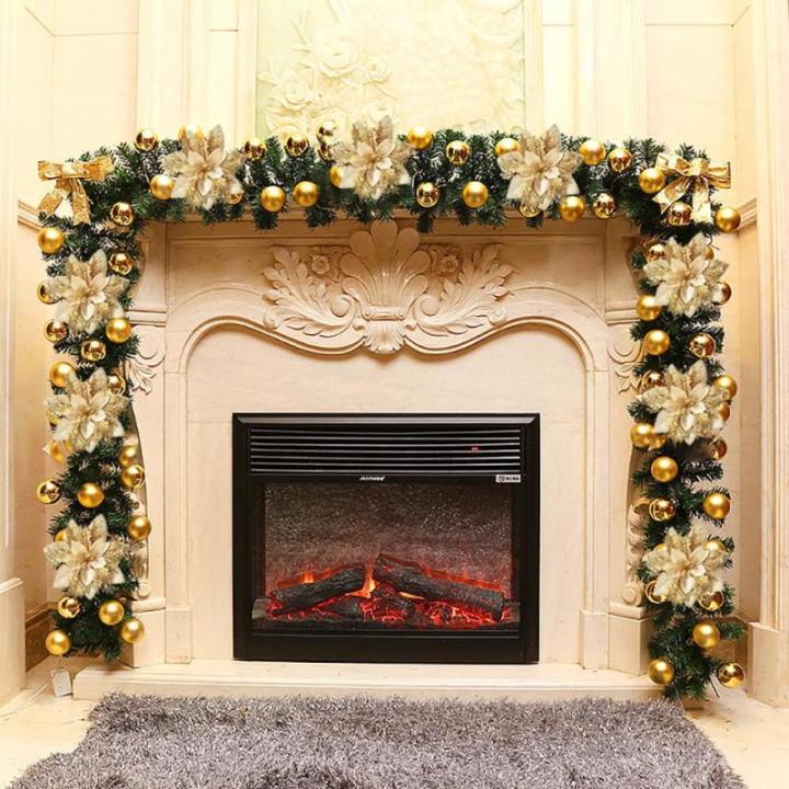 15 Stuks 14 CM Kerst Kunstkerstster Bloemen Glitter met Clips Stengels Kerstboom Ornamenten voor Krans Feest Bruiloft Nieuwjaar Decoratie (Goud)