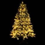Weihnachtsbaum mit Beleuchtung und Kiefernzapfen Grün 225 cm Christbaum Dekobaum Kunstbaum mit Ständer Tannenbaum Weihnachten Künstlicher Weihnachtsbaum für Weihnachtsdeko