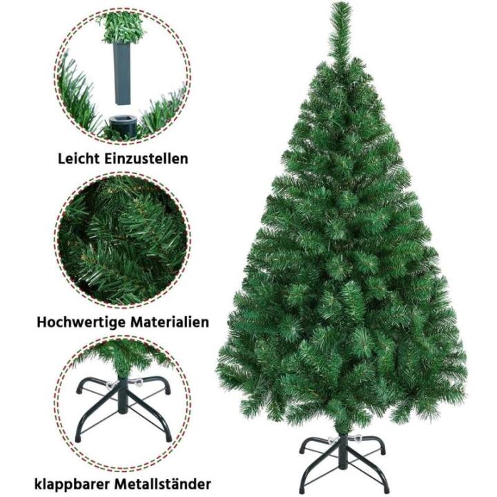 Kunstkerstboom, 124 cm met 208 takken, opvouwbare metalen standaard, kerstdecoratie, groen