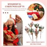 Kunstbessen, 10 stuks decoratieve takken met bessen, kerstbessen, bessenprikkers, hulstbessentakken, kerstbessenstelen, voor kerstboom, krans, arrangement, woondecoratie, wit