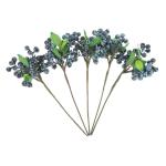 5St künstliche Beeren langstielige Beerenpflücker Beerenstängel Weihnachtsschaumbeere künstliche Blumen künstliche blüten Simulation Beerenzweig Heidelbeerstiel Plastik Blue