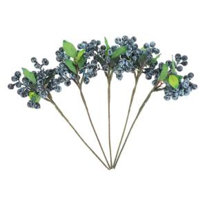 5St künstliche Beeren langstielige Beerenpflücker Beerenstängel Weihnachtsschaumbeere künstliche Blumen künstliche blüten Simulation Beerenzweig Heidelbeerstiel Plastik Blue