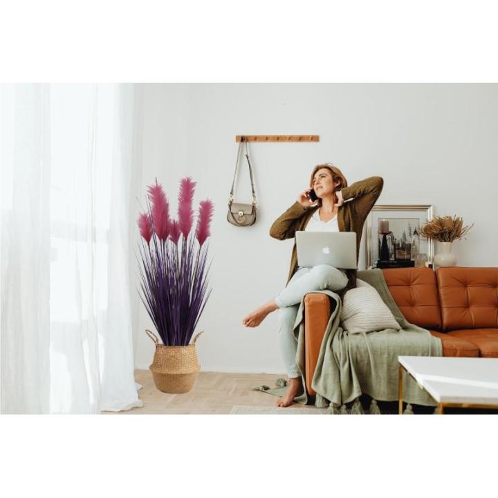 Kunstgras, kunstgras, decoratieve plant, kamerplant, groene plant, kunstmatige plant, decoratie, in zwarte pot, zeer realistisch, groen (120 cm - artikelen. MN-KP-2232)