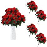 Unechte Blumen 84 Stücke Künstliche Blume Gefälschte Flowers Braut Hochzeit Bouquet für Hausgarten Geburtstag Party Home Wedding Dekor Rot Blühende 0510