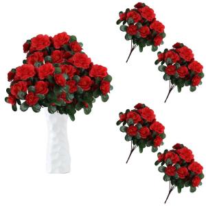 Unechte Blumen 84 Stücke Künstliche Blume Gefälschte Flowers Braut Hochzeit Bouquet für Hausgarten Geburtstag Party Home Wedding Dekor Rot Blühende 0510