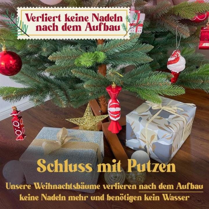 Kunstkerstboom, 220 cm, natuurgetrouwe replica met spuitgietelementen, kunstkerstboom met massief houten standaard, kunstdennenboom, (groen, 220 cm)