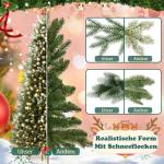 Kunstkerstboom met verlichting, sneeuweffect, 150 cm, kerstboom met standaard, groen pvc + PE dennenboom