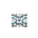 - 44-delige set - ballen - sterren - kerstversiering - turquoise, zilver, wit - ca. 3cm