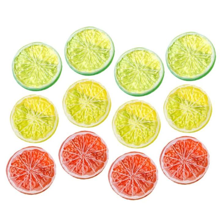 75 STK Nachahmung Einer Zitronenscheibe Früchte Flatback-cabochons Gefälschte Zitronenscheiben Simulation Von Fruchtscheiben Orange Bezaubert Bilder Gefälschte Grapefruit PVC