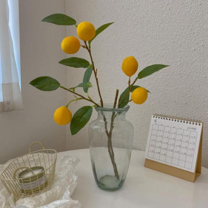 Kunstblumen Künstliche Zitronenzweige, künstliche Früchte, gelbe Zitrone mit grünen Blättern, Tischdekorationsmodell im Landhausstil für jeden Anlass