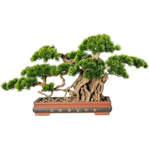 Kunstbonsai-boom kunstmatige bonsai-boom in vierkante keramische bloempot simulatie welkomstdennenboom grote groene potplant bonsai nep dennenboom voor binnen- en buitendecoratie k