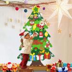Vilten kerstboom, 10 m, doe-het-zelf vilten kerstboomset voor kinderen, kerstdecoratie, hangende decoratie met afneembare hangende ornamenten, vilten kerstboom voor thuis/deur/muur