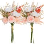 Kunstbloem zijden hortensia bloemstukken, witte bloem faux planten boeketten voor bruiloft decoraties, plastic bloemen tafel centerpieces voor thuis, tuin, kantoor decor (2, wit)