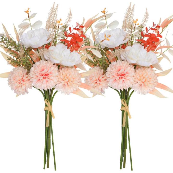 Kunstbloem zijden hortensia bloemstukken, witte bloem faux planten boeketten voor bruiloft decoraties, plastic bloemen tafel centerpieces voor thuis, tuin, kantoor decor (2, wit)