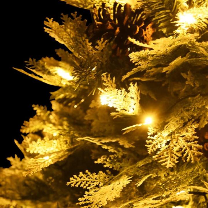 Weihnachtsbaum mit Beleuchtung und Kiefernzapfen Grün 150 cm Christbaum Dekobaum Kunstbaum mit Ständer Tannenbaum Weihnachten Künstlicher Weihnachtsbaum für Weihnachtsdeko