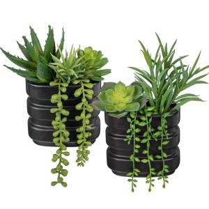 2 stuks kunstvetplanten, voor woondecoratie, gepot kunstvetplanten, kunstvetplanten, in keramische potten, moderne voor binnen, voor badkamer, plank, kantoordecoratie