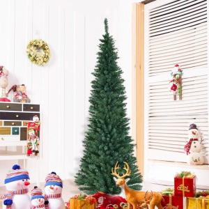 Weihnachtsbaum künstlicher Baum, Grüner Bleistift Schlanker Weihnachtsbaum(7FT/2.1M)