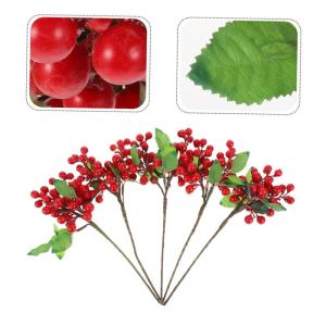 5St künstliche Beeren Simulation rote Beeren rote Beerenzweige Beerenkranz basteln kunstpflanze künstliche Pflanzen Blumenarrangement Beeren Blumenarrangements Beere Schaum