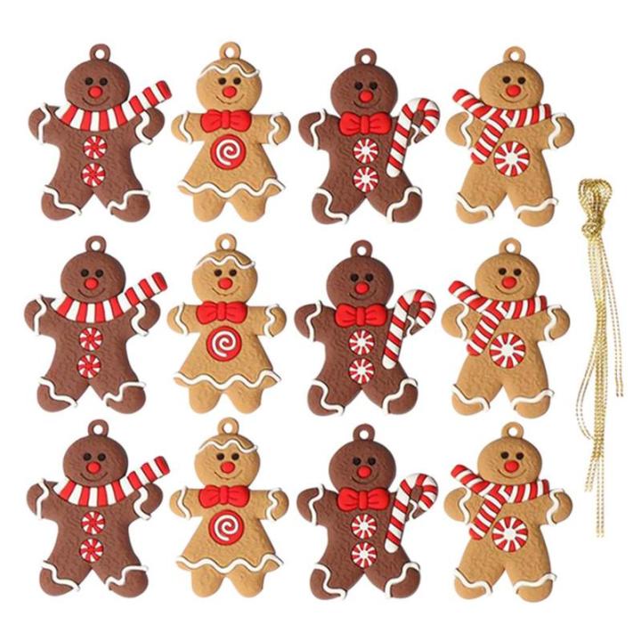 Set van 12 traditionele kerstboomversieringen rode man om op te hangen