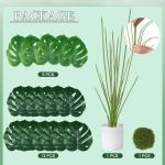 Kunstpalmbladeren, plant in pot, 18 takken, 71 cm, kunstmatige tropische monstera-planten, groene bladeren, Hawaiiaanse Monstera-plant, splitphilo-plant, grote groene plant