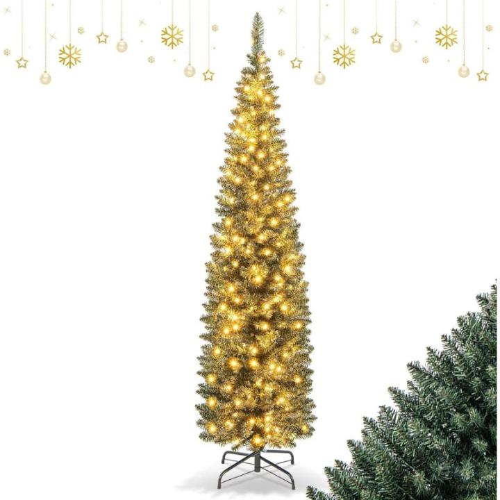 150/180 cm Weihnachtsbaum mit LED-Beleuchtung, Künstlicher Christbaum mit 296/390 Spitzen & 150/180 LED-Lichtern, Tannenbaum Weihnachtsdekoration für Büro, Wohnung, Geschäft (2
