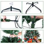 Kerstboom van 2,1 m met dennenappels en bessen, 2,1 m PVC kunstmatige kerstboom met sneeuw stroomden tips kerstdecoratie staande kerstboom voor binnen buiten groen en wit