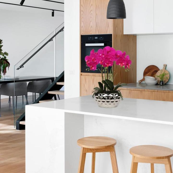 44 cm kunstorchideeën Phalaenopsis kunstbloemen als echt decoratief orchidee bonsai kunstplant arrangement in keramische pot voor tafel woonkamer wooncultuur decoratie