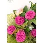 Kunstbloemen, hete roze kunstrozen, 50 stuks kunstbloemen met steel, voor doe-het-zelf bruiloft, boeketten, middenstukken, bruid, babyshower, feest, thuis, douche, arrangement, dec