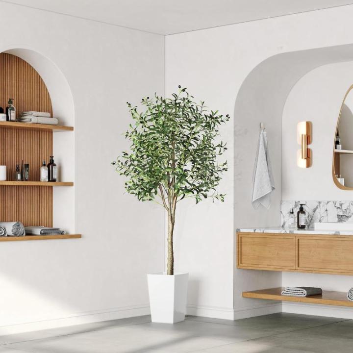 Kunstmatige olijfboom, 180 cm, kunstplant, grote olijfboom, kunstboom, ziet eruit als echt voor woonkamer, slaapkamer, kantoor, decoratie