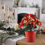 Künstlicher Weihnachtsstern Im Topf mit Licht, Künstliche Bonsai-Blume, Topfpflanze mit Topf für Weihnachtsfeier, Weihnachten, Urlaub, Zuhause, Esstisch, Büro, (B)