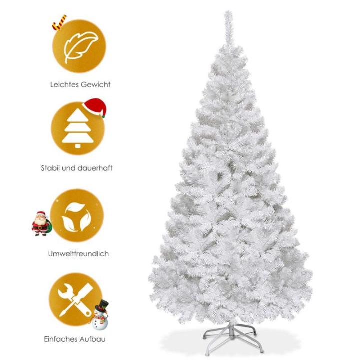 Kunstkerstboom, dennenboom met metalen standaard, pvc-naalden, kunstboom, ideaal voor thuis, kantoor, winkels en hotels, wit