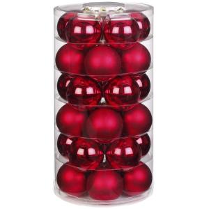 Inge Glazen | Mooie van glas | 30 ballen in doos | kerstboomversiering kerstboomversiering (ossenbloed | rood glans/mat)