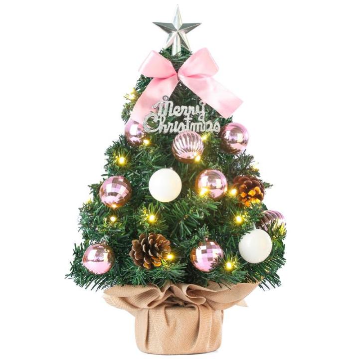 Mini kerstboom kleine kerstboom met verlichting LED tafel kerstboom klein kunstmatig versierd voor Kerstmis decoratie 60 cm