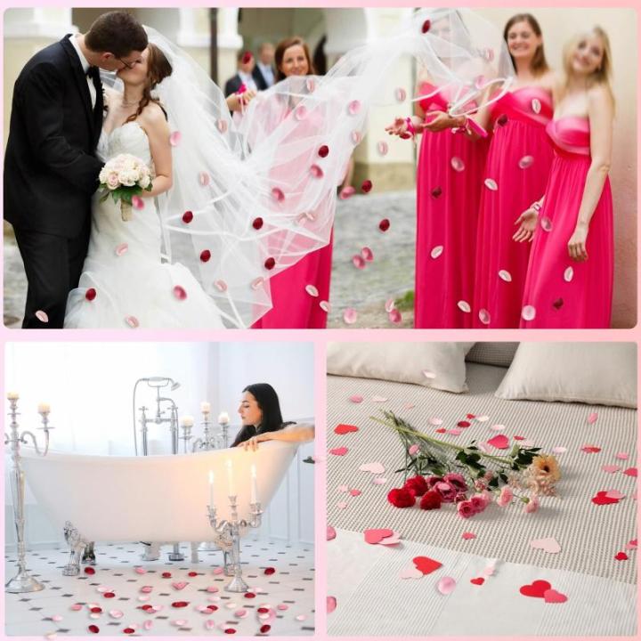 300 stuks zijden rozenblaadjes, 4 kleuren, roze, kunstbloemblaadjes, bruiloft, rozenblaadjes, huwelijksaanzoek, romantische decoratie voor bruiloft, Valentijnsdag, bruidsdouche