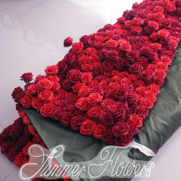 Wand Aus Großen Roten Rosen, Künstliche Blumenwand, 3D-Wand Mit Stoffrücken, Blumen-Seidenhortensie, Blumenwandpaneel, Verwendet Für Hochzeit, Gartenwand, Kirchenwand, Party(2x